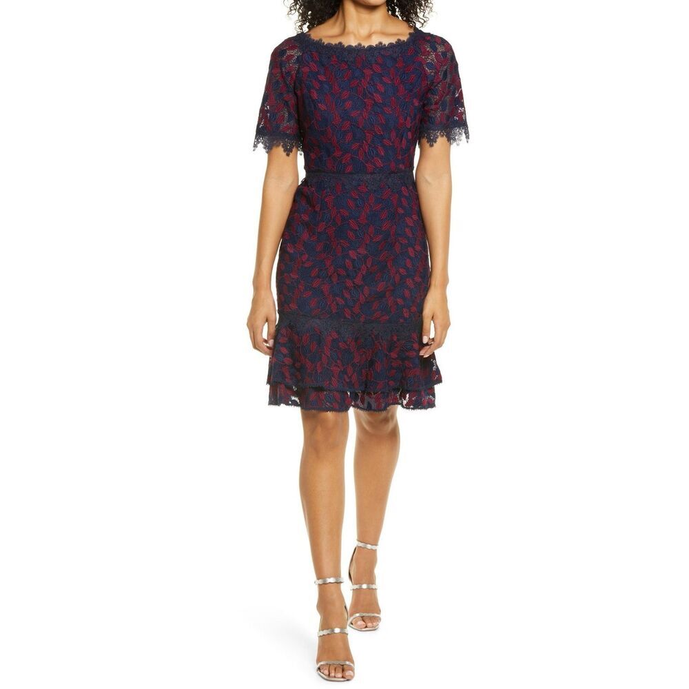 Shani Two Tone Lace Dress Navy Purple Size 10 NWT